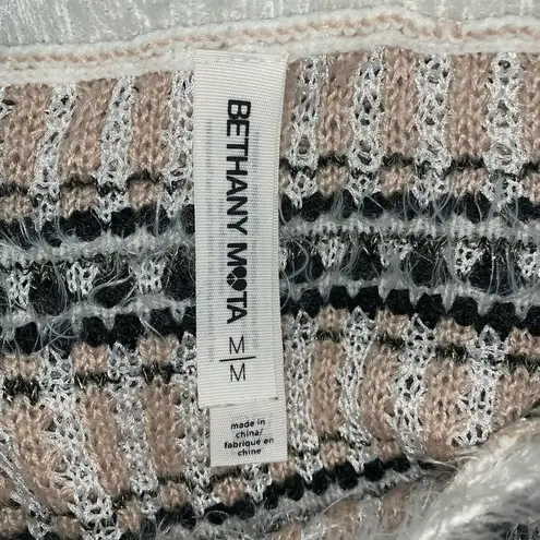 Bethany Mota Aeropostale Womens Fuzzy Knit Sweater Size M Pink Black Gray Stripe