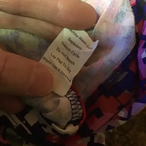 CAbi op art bright plunging tank top