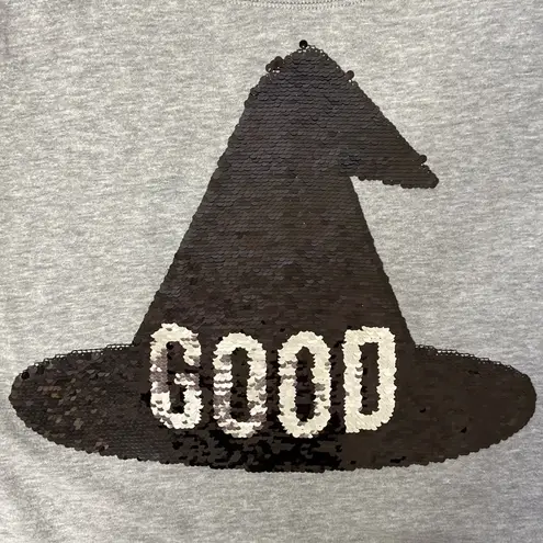 Zoe & Liv Womens Black & Grey Good Bad Flip Sequin Halloween Sweatshirt Size XXL