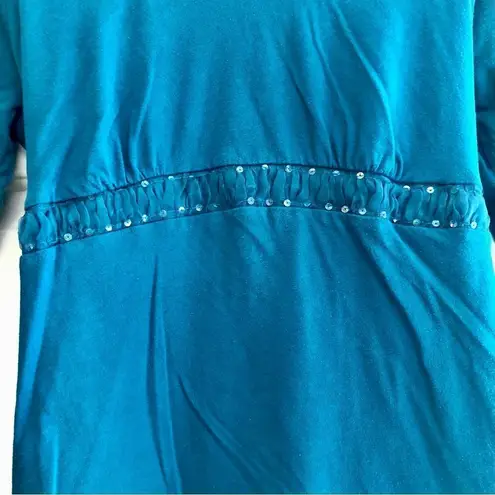 Two Hearts Maternity Women’s Blouse in Turquoise with a Ruffle Design Size Large Blue