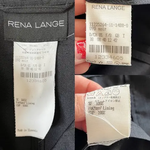 RENA LANGE Blazer Black Jacket Button Down Long Sleeves Collared Pockets EUC Size L