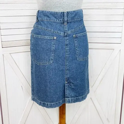 Christopher & Banks Denim A Line Skirt Blue 4 Knee Length