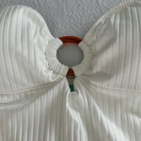 MELISSA ODABASH BARBUDA IVORY RIBBED SWIMSUIT, IVORY RIBBED, SIZE 8, $270 White