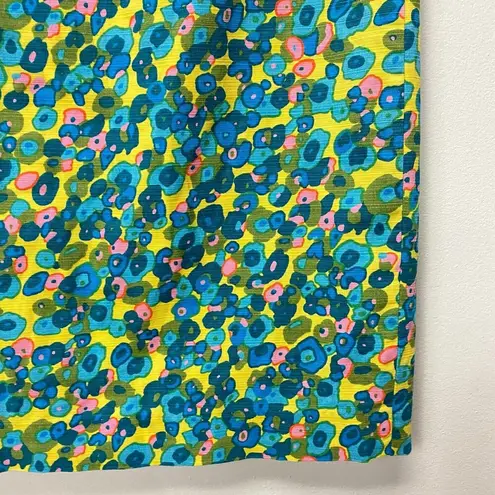 Boden USA Boden Pencil Skirt Womens 8R Chartreuse Blue Green Floral Lined Back Slit Zipper