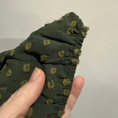 My Color Blue Boho Green Ruffles Blouse Dots Twee Casual Fall Medium