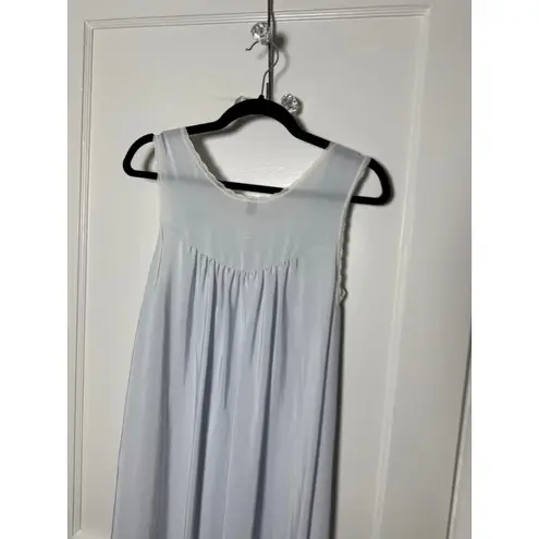 VTG Eve Stillman Embroidered Lace Granny Light Blue Cottage Nightgown Dress S