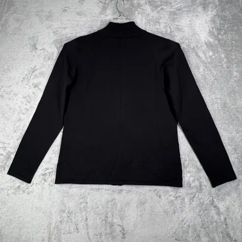 Belldini Cardigan Sweater Womens Large Black Rhinestone Zipper Bling Full Zip Black