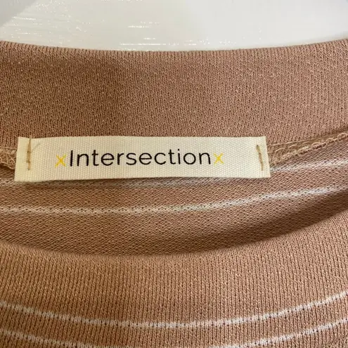 Boutique Intersection Beige/White Striped Short Sleeve T-Shirt Dress Size Small