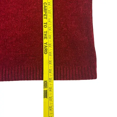 Alfred Dunner Red Chenille Cable Knit Mock Neck Sweater Floral Embroidery Women