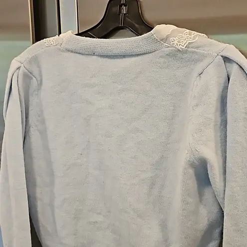 Cider ππ Cute Granny Crop Doll Collar Cardigan Sweater Grannycore ~ Blue NWT