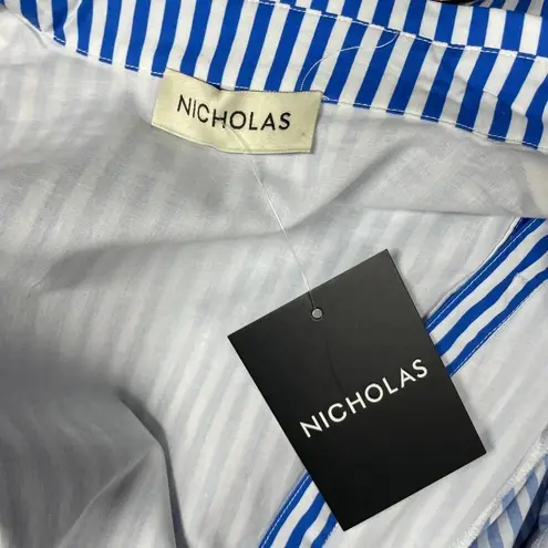 Nicholas Tiana Cotton Shirt Dress In Bengal Stripe Olympic Blue Size US 0