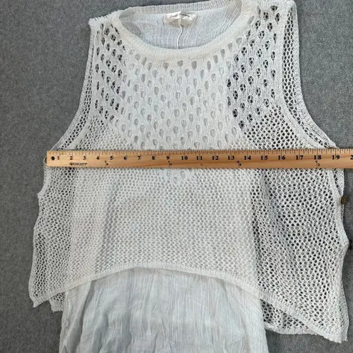 Simply Couture Layered Tunic Top Women's Small Crochet Crinkle Button Beachy - Image 5