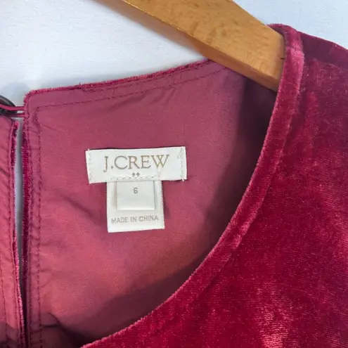 J Crew Red Velvet Sleeveless Scoop Neck Peplum Dressy Cocktail Holiday Top Sz 6