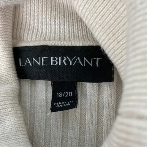 Lane Bryant  Long Sleeve Ribbed Knit Turtleneck Size 1X Oatmeal Beige Rayon