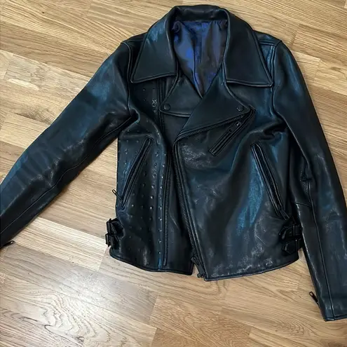Black Genuine leather moto jacket