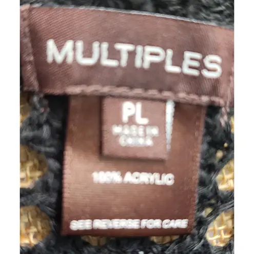 Multiples Petite Black Cropped Open Knit Short Sleeve Cardigan Sweater PL