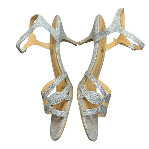 Badgley Mischka American Glamour Shoes Womens Size 6 Glitter Strappy Heels Dress