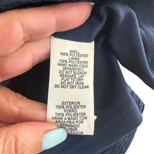 Eliza J Blue Beaded Neck Cap Sleeve Zipper Back Formal Blouse Women Sz 6