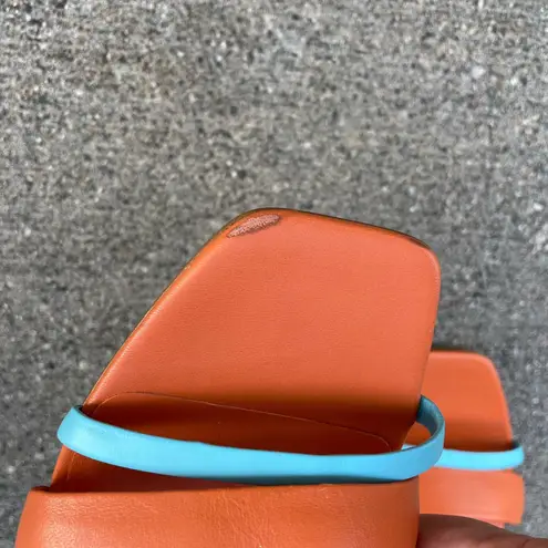 Cult Gaia Roksana colorblock leather sandal in flamingo multi size IT 39.5 NEW