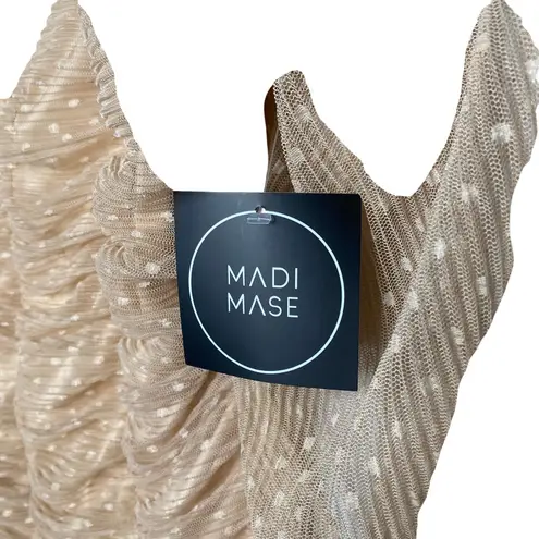 Madi Mase Bordeaux Corset Swiss Dot Cinderella Top Long Sleeve Nude Size Medium Tan