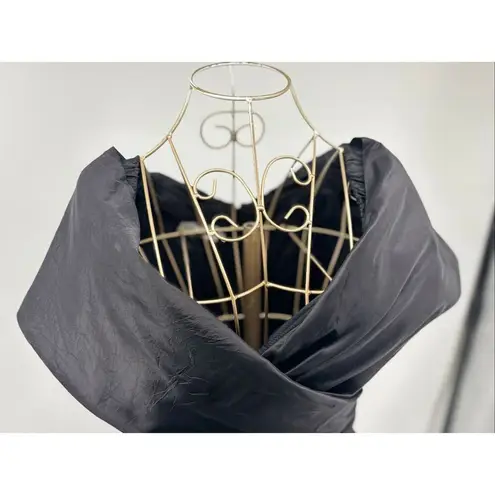 Teri Jon for Rickie Freeman Black Crinkle Taffeta Dress Size 6 Vintage