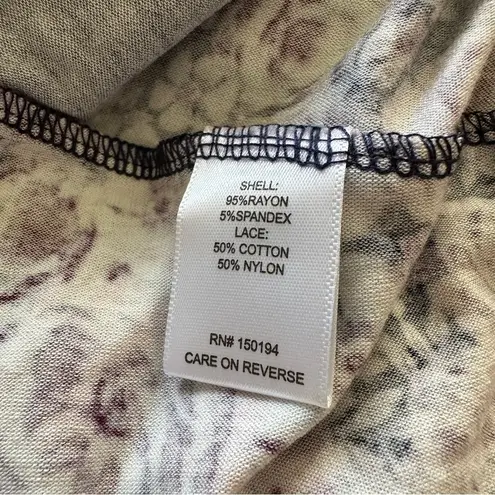 Living Doll Blue Pink Floral Lace Long Sleeve Boho Blouse Top Size Large NEW