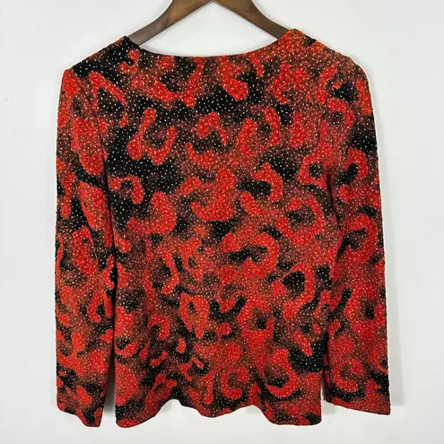Laura Ashley Laura Ashley Top S Red Black Metallic Animal Print Y2K Goth Glam Indie Sleaze