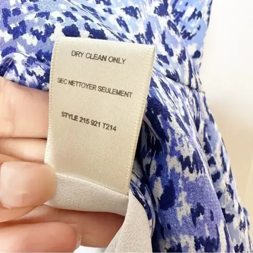 Rebecca Taylor Blue Crush Leopard Fever Ruffle Hem 100% Silk Top Size 0