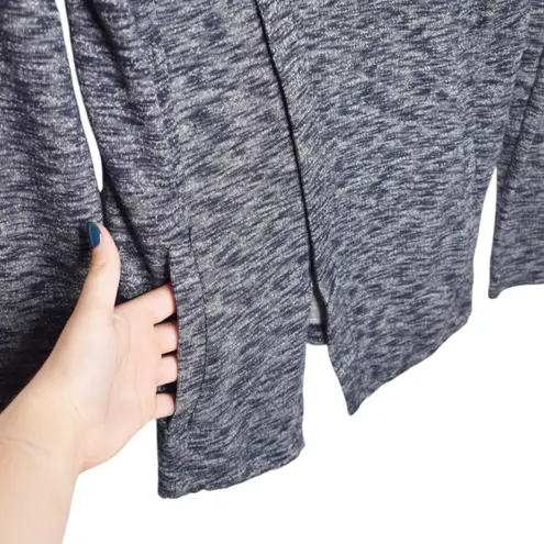 G.H. Bass & Co Grey Long Sleeve Heathered Knit Open Front Moto Cardigan Small Blue