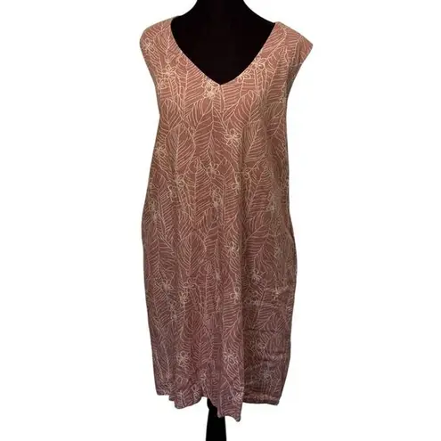 Orvis Linen Knee Length XL Pink Tropical Summer Sleeveless X Large Pockets NEW
