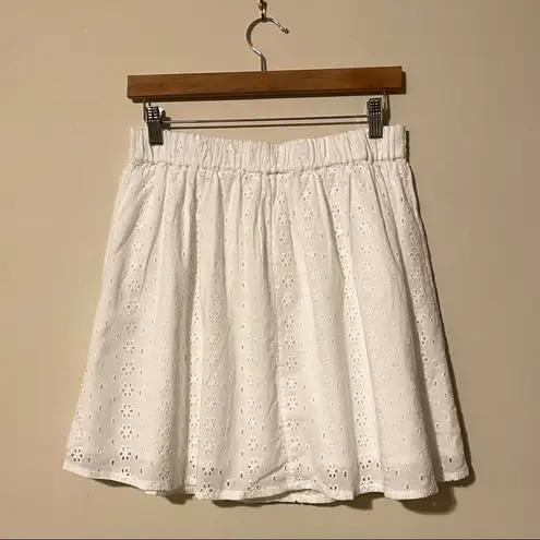 Oak + Fort  White Eyelet Skater Skirt