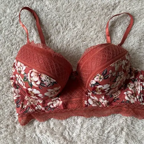 Daisy Fuentes Floral Lace Bralette in Rust 34C