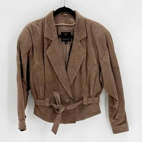 Vintage 80s Byrnes & Baker Belted suede Jacket Size Medium western NFR beige