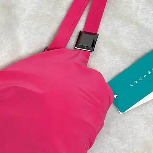 Aqua Green NWT Drape Front Pink and Black One-Piece Swimsuit Small