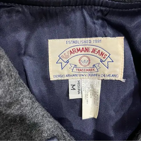 Vintage Armani Jeans Military Jacket Women’s Medium Gray Wool Blend Slim Fit