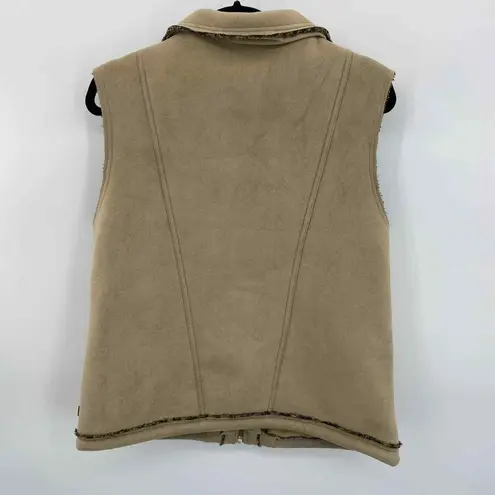 Woolrich Vest Womens Medium Khaki Microseude Acrylic Polyester Sherpa Lined