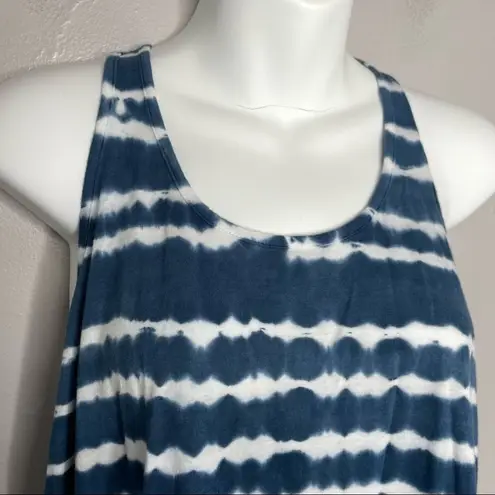 SOLOW Tie Dye Tank Top Womens Small Summer Boho Hippie Coastal Nautical Casual Blue