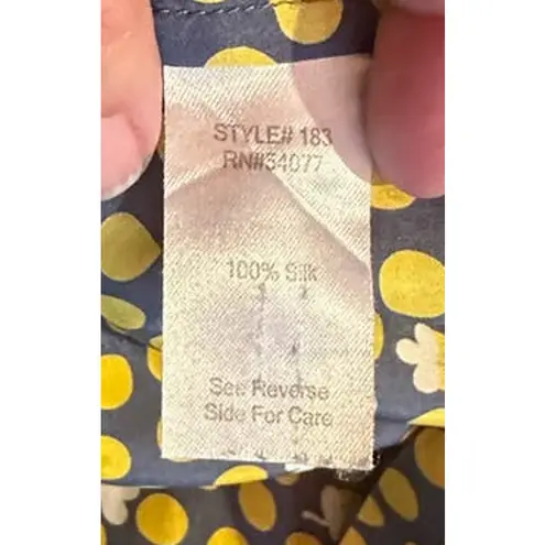 CAbi  Clover Dots Silk Blouse Women's Multicolor Polka Dot Short Sleeve Sz‎ Small