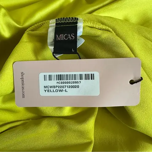 Micas Yellow Basic Satin High Waisted Straight Leg Trousers