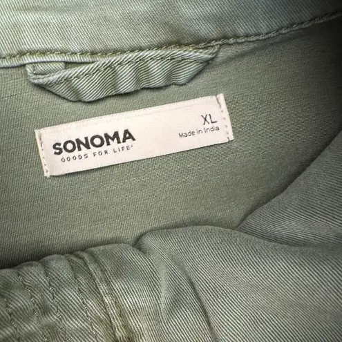 SONOMA Utility Jacket Olive Green Cargo Pockets Zip Front Bomber Style Women XL