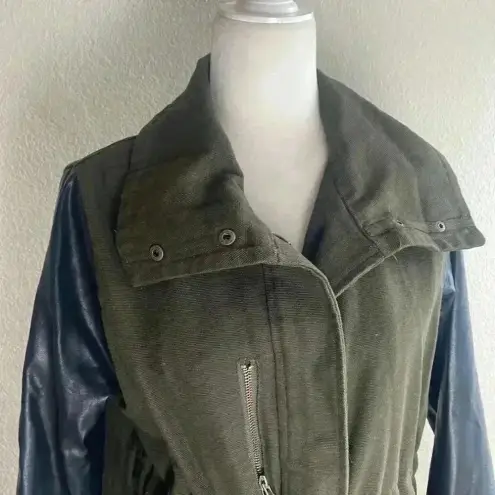 VICI  Jacket Spring Coat and Faux Vegan‎ Leather Sleeves