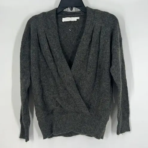 ASTR 𝅺 The Label Pleated Wrap Front Wool Blend Sweater Charcoal Gray NWT XS