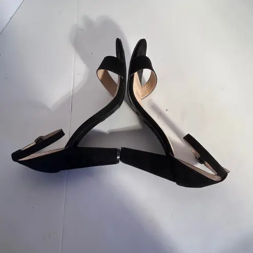 Rouge Helium ROUGE Black Suede Ankle Strap Block Heel Sandals Women Size 11 RAMPAGE04S