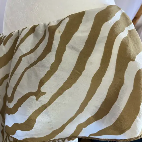 Madison Tan and White Zebra Print One Shoulder Top Brown Size L