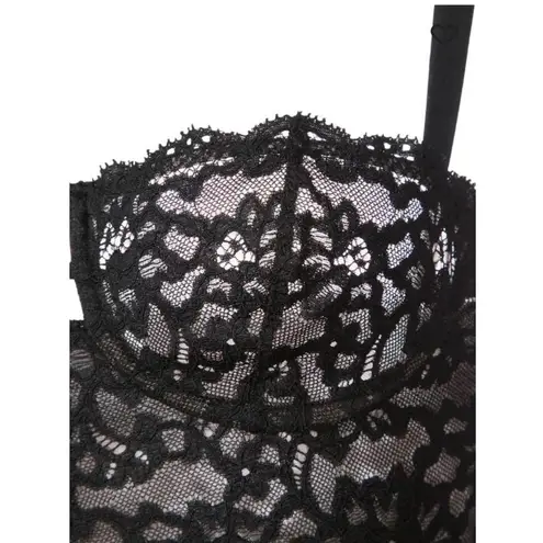 Fleur Du Mal Charlotte lace balconette bodysuit NWT Black