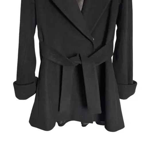 Trina Trina Turk Black Wool Belted Shawl Collar A