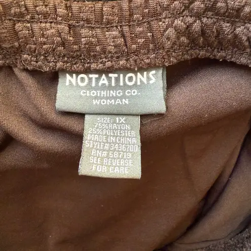 Notations Vintage Velvet Burnout Maxi Skirt Espresso Brown Plus Size 1X Pull On