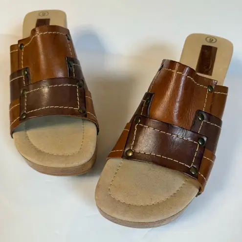 Vintage 90s/Y2K Patchwork Clog Sandals by Lower East Side Made in Brazil Size 9 Brown