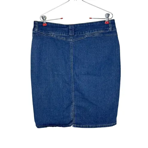 Ko Ko Ailis Women's Pencil Skirt Mini Triple Button Stretch Denim Blue Sz. 10