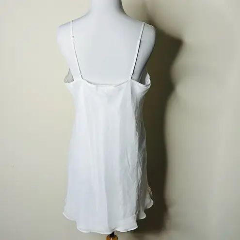 Lord and Taylor Vintage White Satin Ruffle Hem Slip